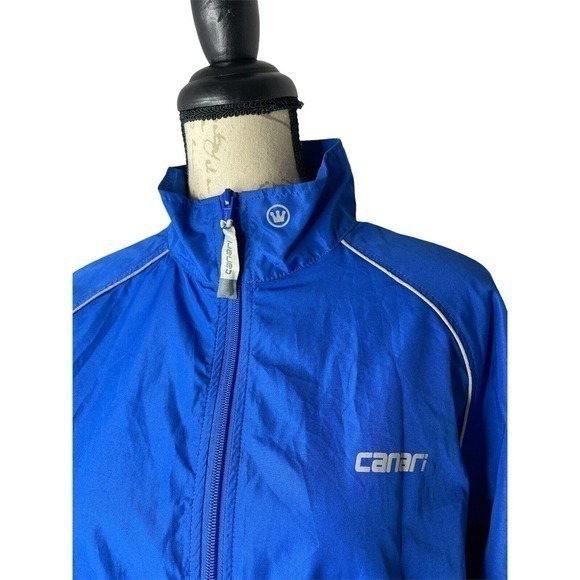 Canari Long Sleeve Full Zip Cycling Jacket Men's M Blue Zipper Back - Picture 2 of 7